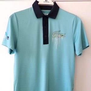 EUC Lacoste Polo Sport Pique Mens Regular Size 3 Small Miami Open Big Croc Teal
